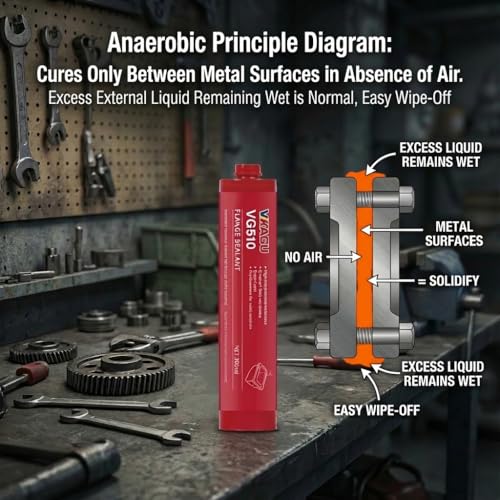 VG510 Anaerobic Flange Sealant - High Temperature Gasket Maker for Rigid Metal Machined Flanges - Chemical & Fluid Resistant - Replaces Solid Gaskets - 10.14 fl oz Cartridge - style: 1 Pack