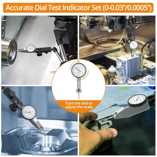 Neoteck 0-0.03"/0.0005" Test Indicator with 176lbs Pull Magnetic Base Stand - color: Silver, size: 176lbs/80kg
