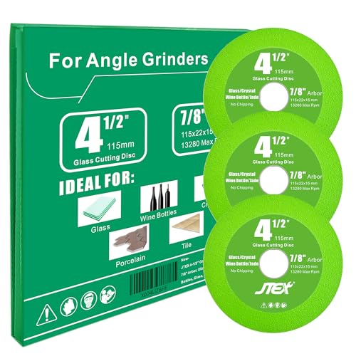 JTEX 4.5 Inch Glass Cutting Disc, 7/8" Arbor, 3-Pack