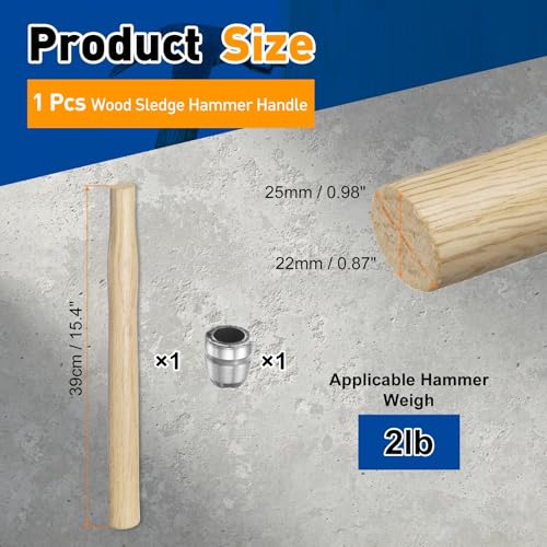 HARFINGTON Wood Sledge Hammer Handle Hammer Wooden Replacement Handle - size: 15.4"
