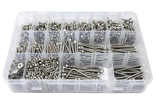 iexcell 1800 Pcs M3 x 4/5/6/8/10/12/14/16/18/20/25/30/35/40/45/50 Stainless Steel 304 Hex Socket Head Cap Screws Blots Nuts Washers - size: M3 x 4/5/6/8/10/12/14/16/18/20/25/30/35/40/45/50mm