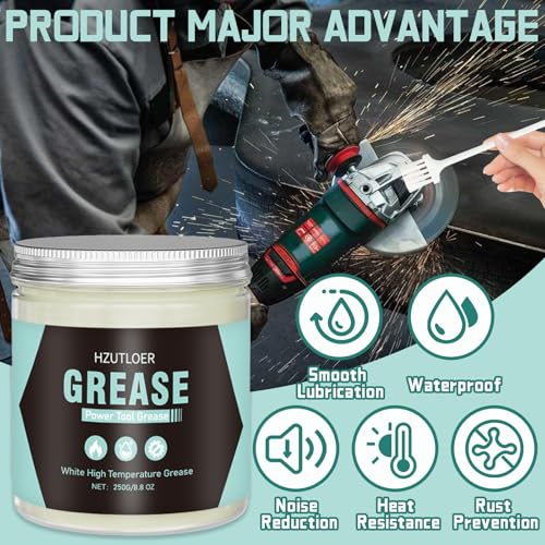 250g White Lubricating Grease,High Temperature Grease,Noise Reduction,Rustproof & Long-Lasting for Power Tool,Auto Wheel Bearings,Industrial Mechanical Components
