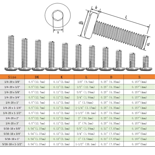 Metuja 5/16-18x1-1/2 Flat Head Hex Socket Cap Screws Bolts,304 Stainless Steel Fully Threaded Machine Screws with Hex Key (50PCS) Corrosion-Resistant for Furniture/Machinery - size: 5/16-18 x 1-1/2"