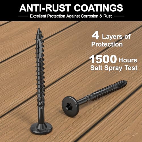 FMhotu #14 Heavy-Duty Wood Screws (4-1/2 Inch,50Pcs,Black) - color: Black, size: #14 x 4-1/2"