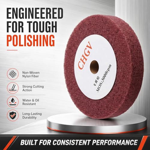200mm x 25mm Non-Woven Nylon Polishing Burnishing Wheel, 320 Grit Wire Drawing Abrasive Flap Wheels 8" x 1" Polishing Flap Wheel for Stainless Steel Aluminum Copper Wood Metal(Red) - style: Red 8" x 1"