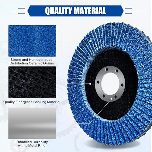 25 Pack 4-1/2 Inch Flap Discs for Angle Grinder, T29 Zirconia Alumina Grinding Wheels 40/60/80/120 Grit, Heavy Duty Sanding Discs for Metal, Stainless Steel, Weld Blending, Rust Removal, Finishing - color: 25 Pack Zirconia