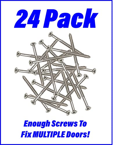 Door Hinge Screws #9 x 3 in - Steel, 24 Pack (Silver) - color: Silver