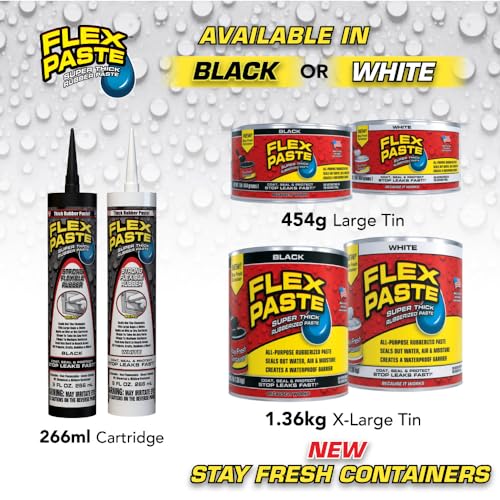 Flex Paste Rubberized Waterproof Sealant Paste, Black, Cartridge, 1-Pack - color: Black, size: Cartridge