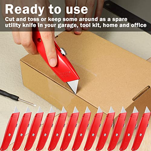 Reginary 20 Pcs Box Cutter Bulk Retractable Utility Knife, Red - color: Red