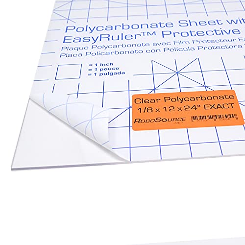 Polycarbonate Sheet 12 x 24 x 1/8 0.118" Clear Plastic, Replaces Plexiglass