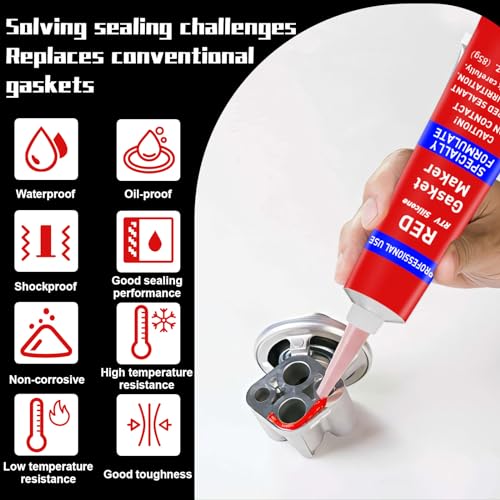 170g RTV Silicone Gasket Maker, Red Silicone Sealant Shockproof and Leakproof, High Temperature Resistant, RTV Sealant Can be Used in Engines, Transmissions, Superchargers and All Types of Gaskets - size: Red