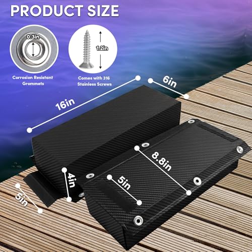 Dock Bumper,Dock Bumper Guard with Screws,Boat Dock Bumper for Boat Dock Vertical Pole Post or Corner Dock,PVC Piling Bumper-Post Bumper for Horizontal Deck or Pier Fenders - style: Carbon Fiber Black 3Pack Total 48IN