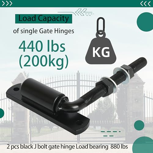 3/4" J Bolt Gate Hinge Heavy Duty Bolt Industrial for Large Heavy Driveway