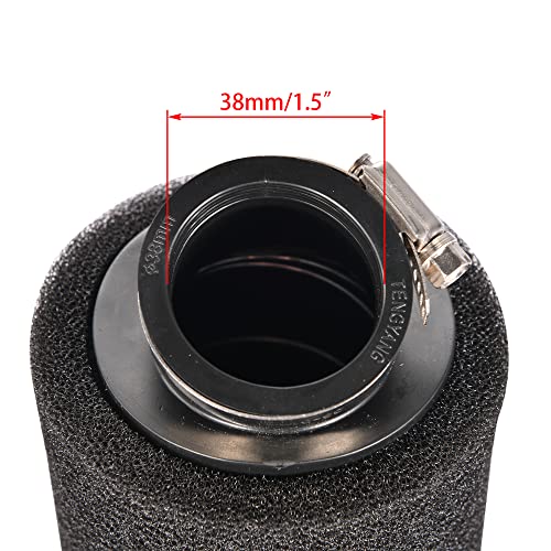 WOOSTAR 38mm Air Filter Foam Cleaner Replacement for 125cc 150cc CRF KLX ATV 4 Wheeler Quad Scooter Dirt Pit Bike Black - color: Black Curved, size: 38mm