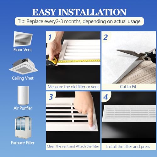 MERV 13 Air Filter Material -23 Ft² Cut to Fit Air Filter Media for Home HVAC, Furnace, AC & Purifier -Filters Dust and Pet Dander as Small as 0.3 Microns-Easy DIY with Hook Tape - style: MERV 13-1PC-White