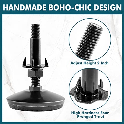 M8 Leveling Feet with 2" Thread Length - Black, 4 Set - color: Black, size: M8 x 50mm