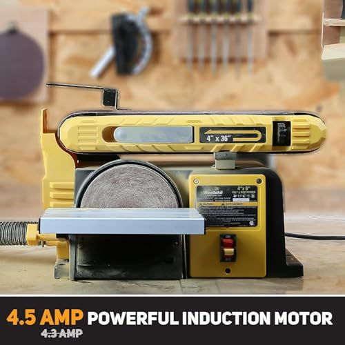 Woodskil 4.5A Belt Disc Sander Combo for Woodworking,4x36" Belt,6" Disc - size: Belt: 4" x 36", Disc: 6", 4.5A