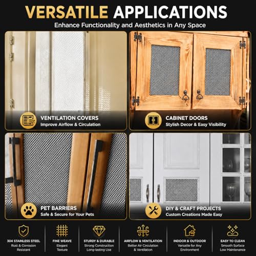 2 Pcs 304 Stainless Steel Expanded Metal Mesh Sheet 12x24 Cabinet
