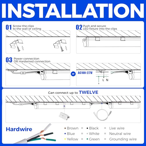 Barrina T5 LED Ceiling Light Fixtures, 2FT, 5000K, 1100LM, 10W, 6 Packs - color: 5000k Daylight White, size: 2 Feet