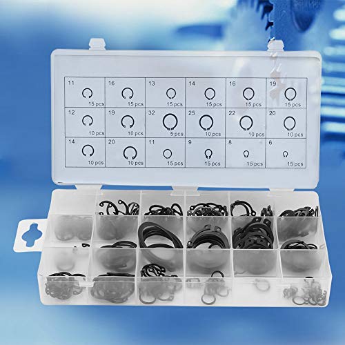 JTLB 225 Piece Set of Internal & External Snap Retaining Rings - Durable & Versatile Circlips in 18 Assorted Sizes - Perfect for Home DIY, Professional Jobs, and Maintenance