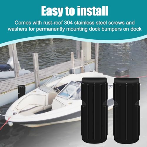 Dock Bumper Fender, Inflatable Protection - Heavy Duty Boat Dock Bumpers, Protect Docks & Ships from Damage Caused collisions - color: 2 Pack-Black