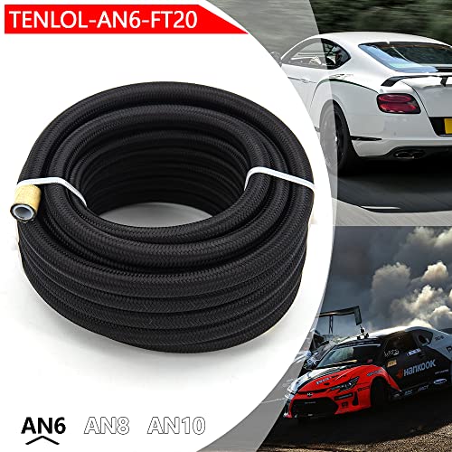 6AN PTFE E85 Fuel Line Hose 20FT Black 5/16 Inch ID - color: 20FT, size: AN6