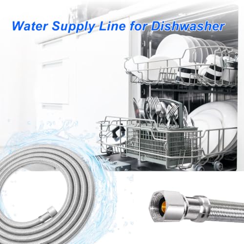 Dishwasher Water Supply Line - 6 FT Foodgrade PEX Inner Hose with 3/8" End - size: 6 ft