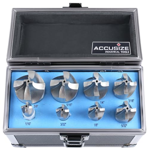 Accusize HSS Corner Rounding End Mill Set, 1/16" to 3/8", 8 Pcs - size: from 1/16'' to 3/8'', 8 Pcs/Set