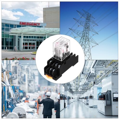 MECCANIXITY 2Pcs AC 110V Electromagnetic Power Relay, 11-Pin 5A Power Coil Relay with LED Indicator and Socket Base DPDT 3NO 3NC - MY3NJ for Industrial, Home Appliances and DIN Rail System - style: 3NO-3NC AC110V