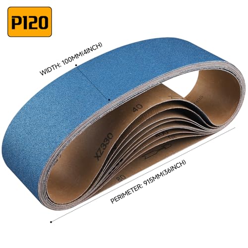 10-Piece Premium 4 x 36 Inch Zirconia Sanding Belts 120 Grit - color: 120 Grit, size: 4x36 Inch