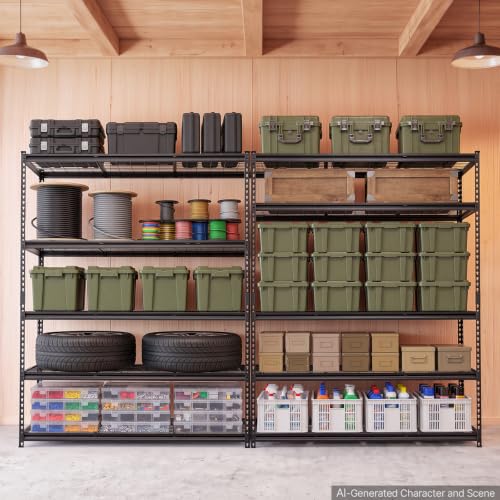 VEVOR Storage Shelves, 5-Tier 3000 lbs Garage Shelving 60 x 24 x 77 in - color: Black, size: 24" D x 60" W x 77" H