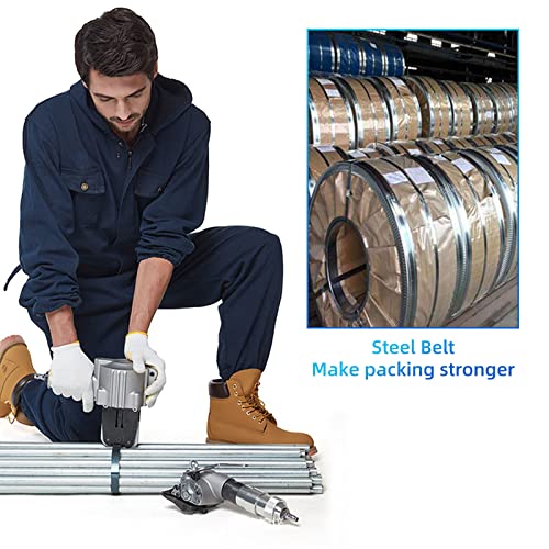 Pneumatic Steel Strapping Tools Metal Banding Machine Heavy Duty Tensioner and Cutter Sealer for 1.25inch(32mm)Width Metal Belt, Portable Packaging