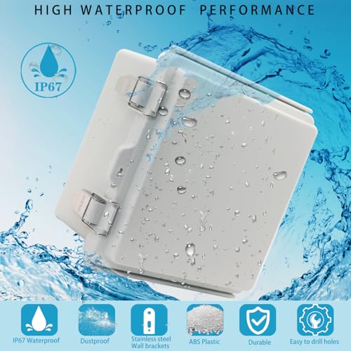 Outdoor Waterproof Electrical Box Junction Box Weatherproof IP67 ABS Plastic Enclosure Switch Router Project Box Electronics DIY Enclosure With Mounting Plate Wall Bracket Grey 5.9"x5.9"x3.5" - color: Grey, size: 5.9" x 5.9" x 3.5"