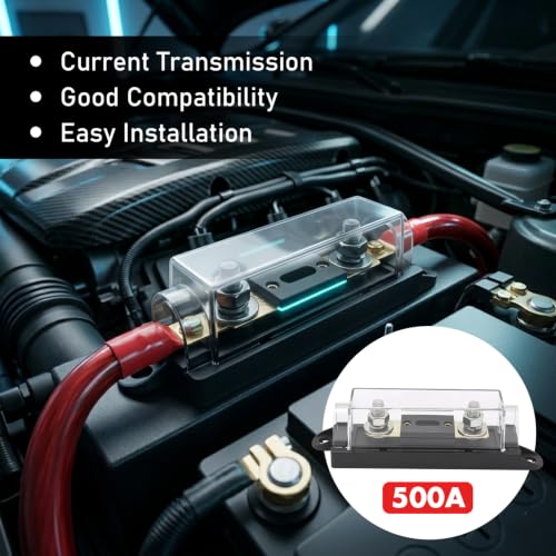 0/2/4 Gauge AWG Inline ANL Fuse Holder, Suitable for Use in Cars, Trucks, and Boats (500A) - size: 500A