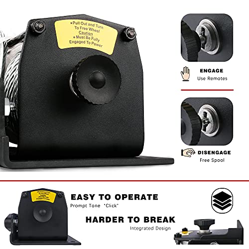 X-BULL 12V 3000LBS Steel Wire Electric Winch for Towing ATV/UTV Off Road with Mounting Bracket Wireless Remote - size: 3000Lbs-Steel wire
