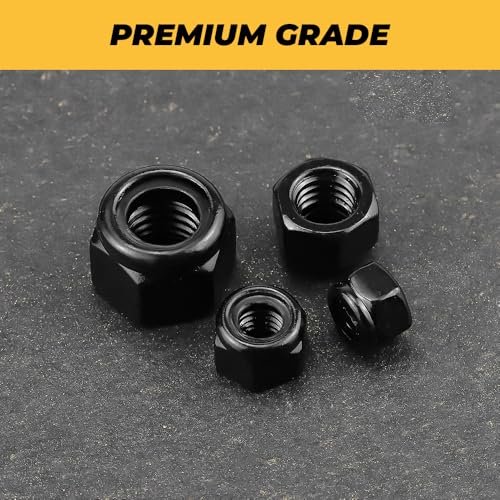 100pk 1/4-20 Black Nylon Insert Hex Lock Nuts, 304 SS, Industrial Grade A2 - color: Black, size: 1/4-20