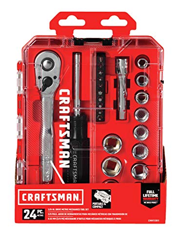 CRAFTSMAN Socket Set, Nano Metric, 3/8" Drive, 24Piece (CMMT12011) - style: Metric