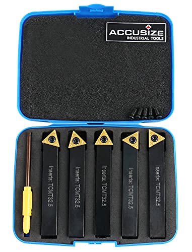 Accusize Industrial Tools 1/2'' 5 Pc Indexable Turning Tool Set, 2380-5082 - size: 1/2 in
