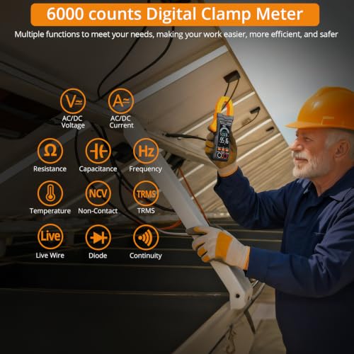 Neoteck Clamp Meter 6000 Counts Clamp Multimeter 800A AC/DC Current Voltage
