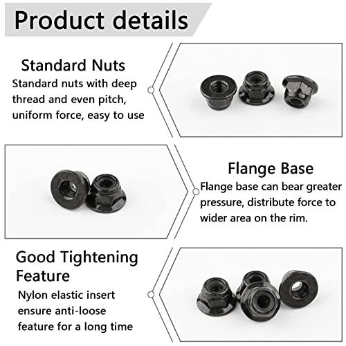 20 Pairs Hex 4mm Flange Nylon Insert Locknuts, Black - color: Black