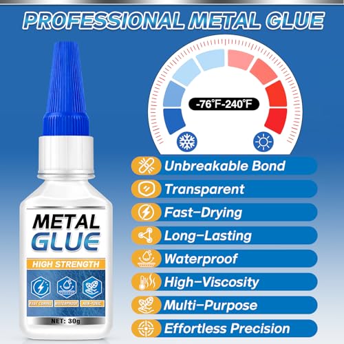 Metal Glue, Super Glue for Metal 30g Heavy Duty Instant Adhesive, Fast Drying Clear CA Adhesive for Stainless Steel, Aluminum, Iron, Jewelry Repair, DIY Crafts, Waterproof Strong Bonding - size: 1 Pack