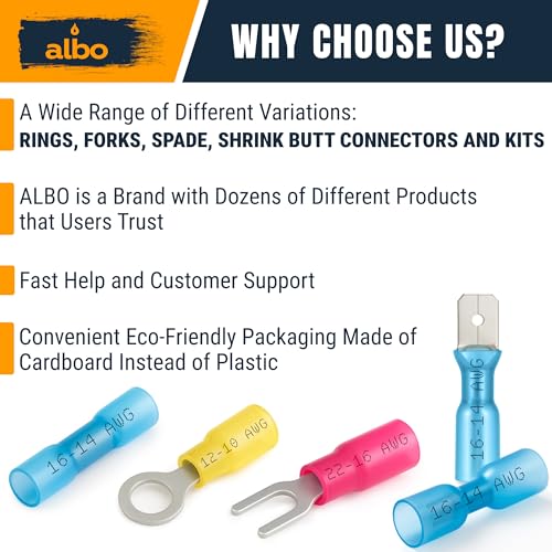 ALBO 500 Pcs Heat Shrink Male and Female Spade Connector Kit, 22-10 AWG - color: Spaed Set 500pcs 22-10 AWG