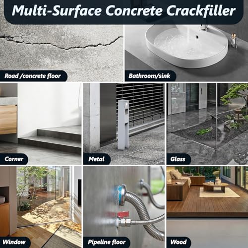 Concrete Crack Filler,1 LB High Elasticity Cement Crack Filler,Self-Leveling Quick-Drying & Waterproof Concrete Caulk,Concrete Repair for Driveway,Walkway,Patio,Joint,Indoor and Outdoor,Grey (16oz) - size: 1LB
