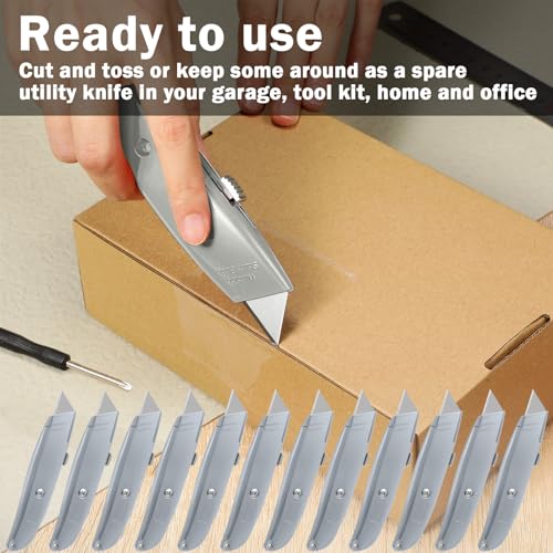 Reginary 20 Pcs Box Cutter Bulk Retractable Utility Knife, Silver - color: Silver