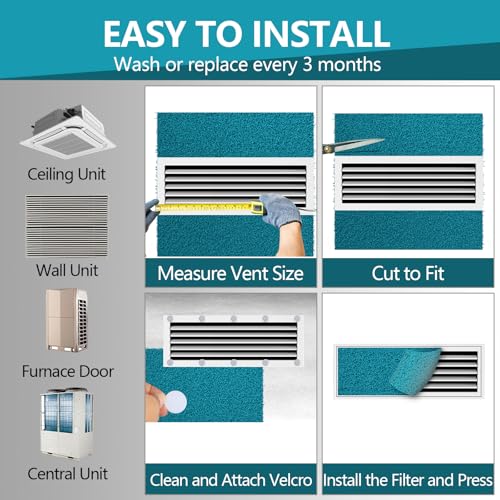 Reusable Air Filter 20x30, High Air Flow Cut to Fit Furnace Filters, MERV 6 Replacement Filter for HVAC, RV, Washable Replacement Air Conditioner Filters, 24 PCs Hooks(Actual 20x30x0.7 in.) - style: MERV 6-1PC-Green