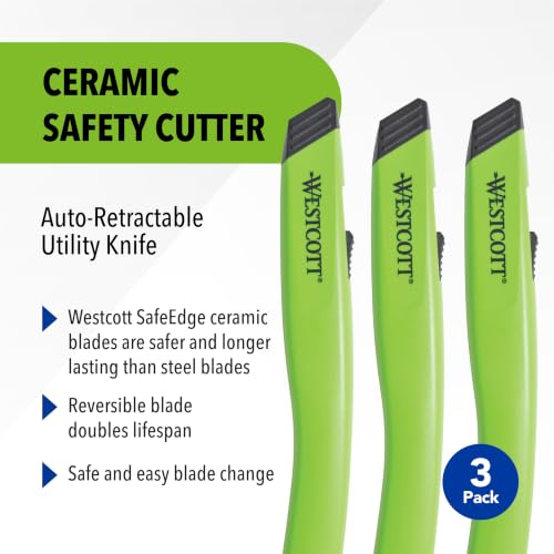 Westcott Box Cutter Safety Ceramic Utility Knife, 3-Pack - size: 3-pack