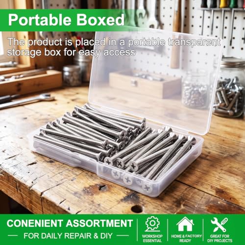 Twidec/#6-32x2 inch Flat Head Machine Screws Assortment kit,30PCS 304 Stainless Steel Phillips Flat Head Electricians Screws Long for Electrical Wall Plate Switch, Receptacles Mounting Screws - size: #6-32x2"
