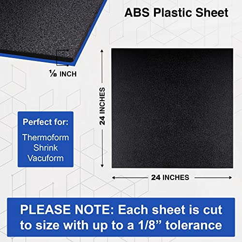 Duco ABS Plastic Sheet 1/8" (3mm) Thick 24" x 24" - 1 Pack of USA-Made Textured & Matte ABS Black Sheet - Heat Moldable Plastic Panel for Home Decor, Crafts, Robotics, DIY Projects and Industrial - size: 24" x 24"