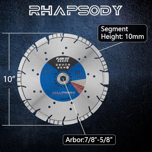 RHAPSODY 10Inch Laser Welded Diamond Saw Blade,Segmented All Purpose Blade - size: 10 Inch