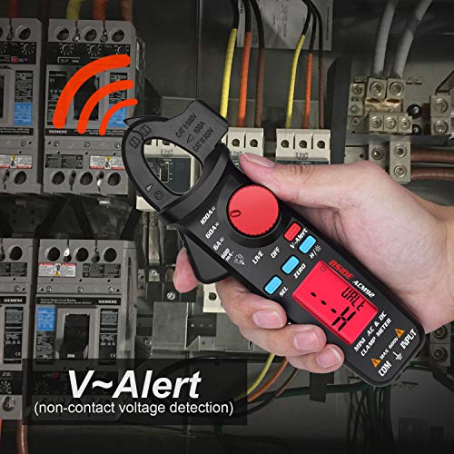 BSIDE DC Current Clamp Meter 6000 Counts Digital Multimeter Amp Continuity Ohm Hz Live Check V-Alert Voltage Tester with Back Clip